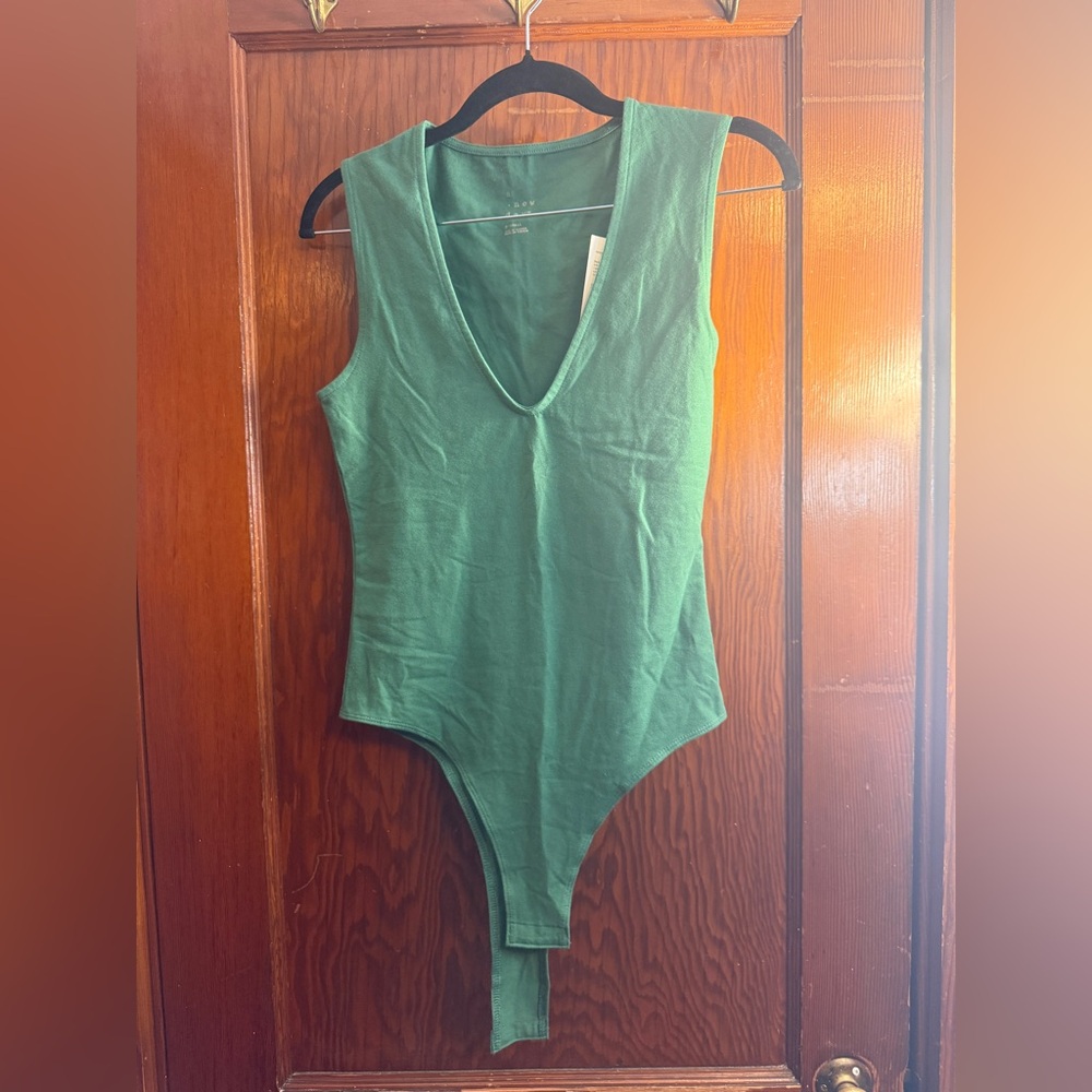 NWT A New Day Green Deep V Bodysuit XS | Sleeveless | Target - A New Day